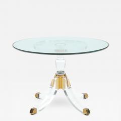 1970s Pedestal Base Lucite And Brass Signed Dining Table - 2574257