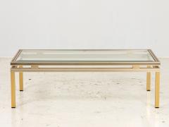 1970s Pierre Vandel Brass and Stainless Steel Cocktail Table - 2841536