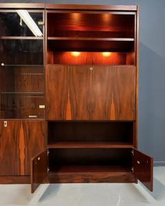 1970s Planum Rosewood and Mahogany Lighted Wall Unit with Desk Mid Century - 3284595