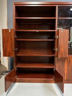 1970s Planum Rosewood and Mahogany Lighted Wall Unit with Desk Mid Century - 3284596