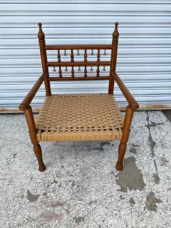 1970s Punjabi Wedding Chair in Teak with Rush Bottom Seat and Brass Bells - 4317241