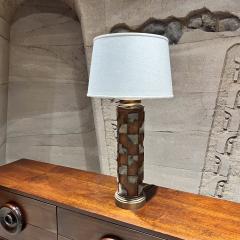 1970s Repurposed Table Lamp Wood and Brass - 3673543