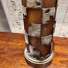 1970s Repurposed Table Lamp Wood and Brass - 3673544