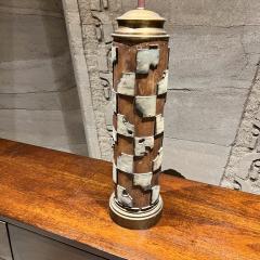 1970s Repurposed Table Lamp Wood and Brass - 3673545