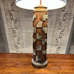 1970s Repurposed Table Lamp Wood and Brass - 3673549