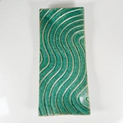 1970s Sculptural Green Wave Dish Studio Art Stoneware Pottery Artist Ed Thompson - 2981503