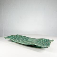 1970s Sculptural Green Wave Dish Studio Art Stoneware Pottery Artist Ed Thompson - 2981520