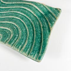 1970s Sculptural Green Wave Dish Studio Art Stoneware Pottery Artist Ed Thompson - 2981521