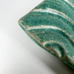 1970s Sculptural Green Wave Dish Studio Art Stoneware Pottery Artist Ed Thompson - 2981522