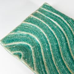 1970s Sculptural Green Wave Dish Studio Art Stoneware Pottery Artist Ed Thompson - 2981523