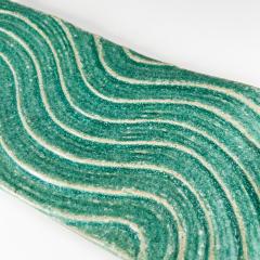 1970s Sculptural Green Wave Dish Studio Art Stoneware Pottery Artist Ed Thompson - 2981524