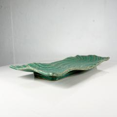 1970s Sculptural Green Wave Dish Studio Art Stoneware Pottery Artist Ed Thompson - 2981526