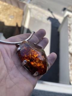 1970s Silver and amber necklace - 4720832