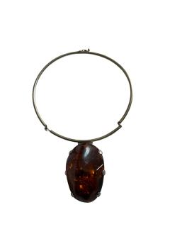 1970s Silver and amber necklace - 4727815