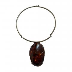 1970s Silver and amber necklace - 4727826