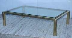 1970s Solid Brass With Glass Top Large Modern Coffee Table - 1220642