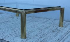 1970s Solid Brass With Glass Top Large Modern Coffee Table - 1220645