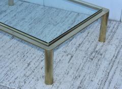 1970s Solid Brass With Glass Top Large Modern Coffee Table - 1220646