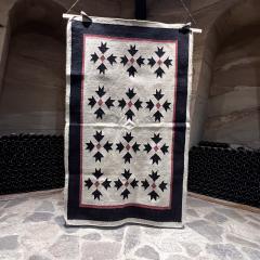 1970s Southwest Style Navajo Wall Hanging Handwoven Tapestry Red Black - 3162980