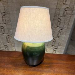 1970s Studio Art Table Lamp Lush Green Stoneware Pottery - 3569597