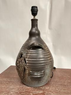 1970s Studio Pottery ceramic lamp signed Les grottes Dieulefit 3 - 3249831