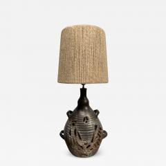1970s Studio Pottery ceramic lamp signed Les grottes Dieulefit 3 - 3251504