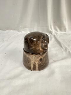 1970s Studio pottery owl ceramic box by Les grottes Dieulefit - 3987859