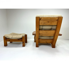 1970s Swedish Pine Chair and Ottoman - 3747207