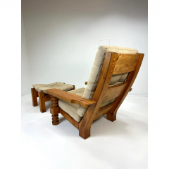 1970s Swedish Pine Chair and Ottoman - 3747226