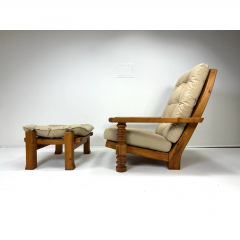 1970s Swedish Pine Chair and Ottoman - 3747242