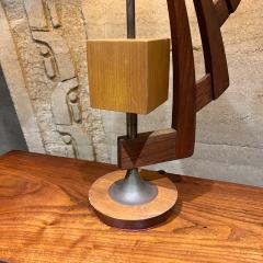 1970s Table Lamp Sculptural Art Carved Wood Brass Mexico City - 3562285
