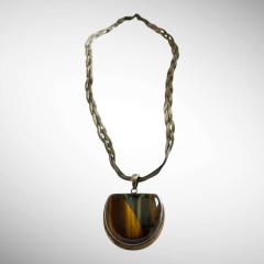 1970s Tigers eyes and silver necklace - 4720861