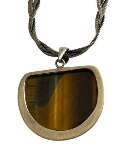 1970s Tigers eyes and silver necklace - 4720867