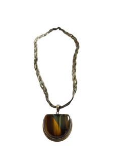 1970s Tigers eyes and silver necklace - 4727816