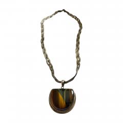 1970s Tigers eyes and silver necklace - 4727827
