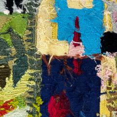 1970s Vibrant Handmade Needlepoint Embroidery Artwork Girl Doll and Cat - 3071045