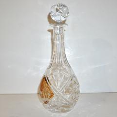 1970s Vintage Austrian Animal Engraved Overlaid Gold Amber Glass Liqueur Bottle - 2234526