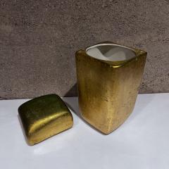 1970s Vintage Gold Leaf Canister Container - 3595613