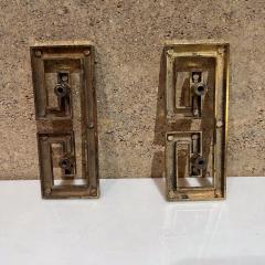 1970s Vintage Hardware Greek Key Brass Pull Set - 3573134