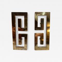 1970s Vintage Hardware Greek Key Brass Pull Set - 3590648