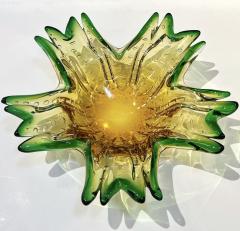 1970s Vintage Italian Green Amber Murano Glass Star Shaped Bowl Vide Poche - 3502070