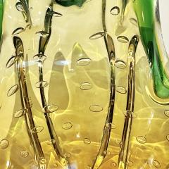 1970s Vintage Italian Green Amber Murano Glass Star Shaped Bowl Vide Poche - 3502071