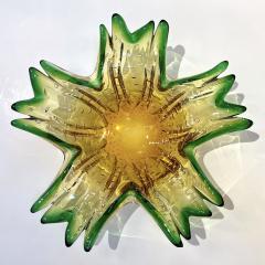 1970s Vintage Italian Green Amber Murano Glass Star Shaped Bowl Vide Poche - 3502072