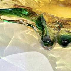 1970s Vintage Italian Green Amber Murano Glass Star Shaped Bowl Vide Poche - 3502077