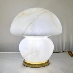 1970s Vintage Italian Pair of Alabaster Murano Glass and Brass Mushroom Lamps - 3974645