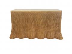 1970s Wicker Rattan Skirted Console Table - 4056061