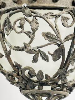 1970s Wrought Iron Glass Custom Chandelier - 3067860