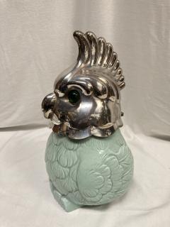 1970s ceramic and silver plated parrot pot - 3672544