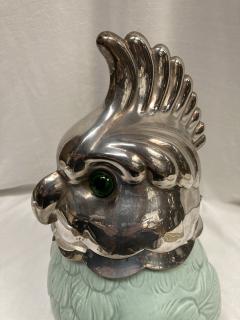 1970s ceramic and silver plated parrot pot - 3672545