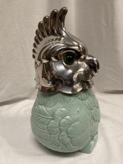 1970s ceramic and silver plated parrot pot - 3672547